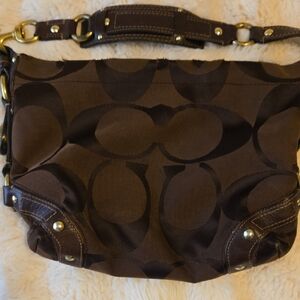 Coach Brown Shoulder Bag with Gold Accents